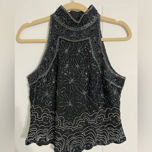 PAPELL BOUTIQUE Evening Beaded Silk Top